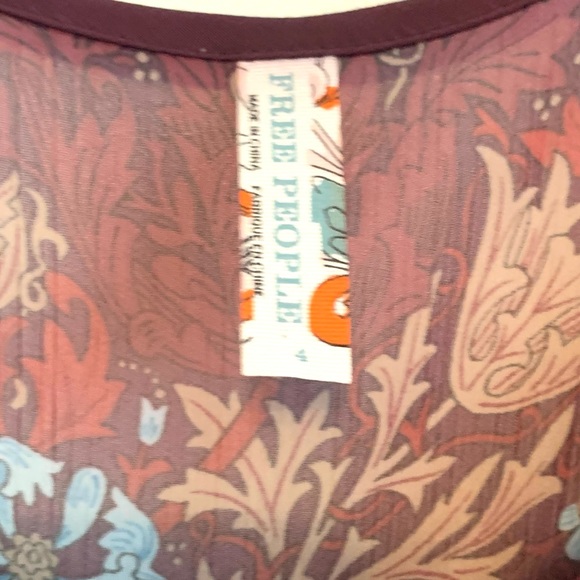 Free People Sheer Tunic Dress Floral 4 Small Flutter sleeve Festival Feminine - Picture 7 of 9